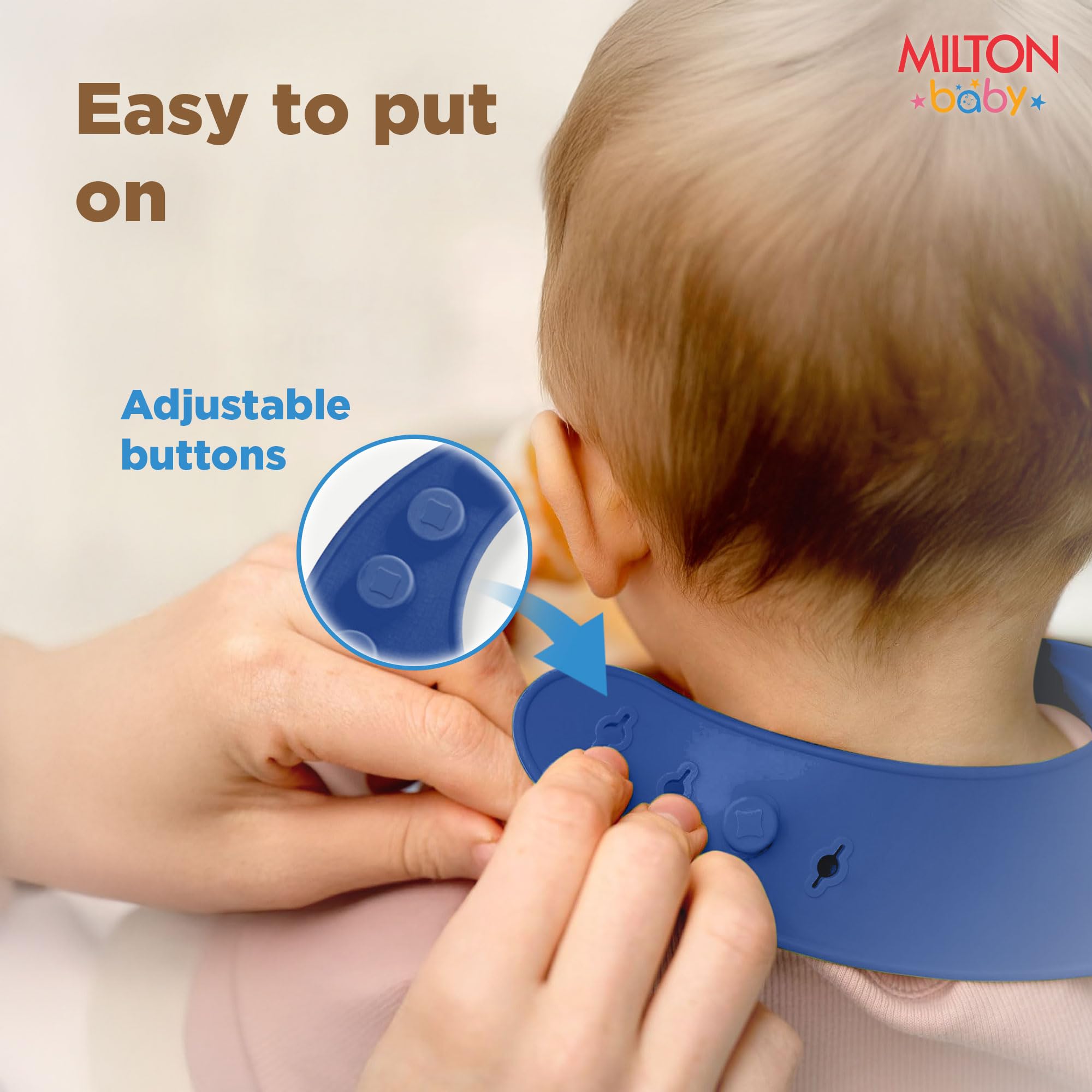 Milton baby Silicone Bib Dino Print I Spill Resistant Apron I Water Proof I Easy To Clean I Deep Food Catcher I Adjustable For Growing Babies I Soft Comfortable Material, No Mess Feeding, Navy Blue 2