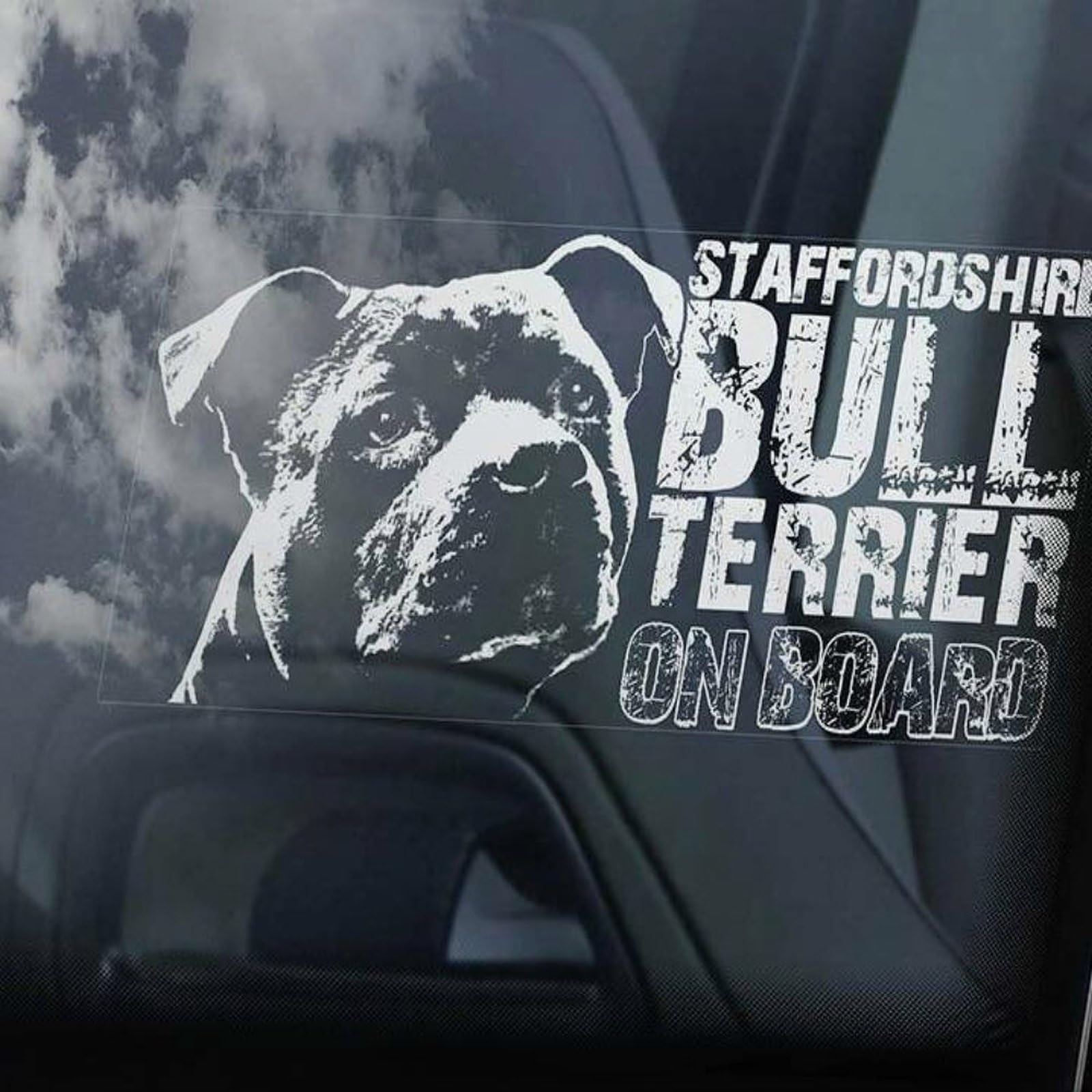 LMMIXEE Staffordshire Bull Terrier Car Window Sticker Dog on Board Sign Decal Staffie Staffy Dog Mom Dad Vinyl Die Cut Decals Funny Dog Bumper Stickers Staffordshire Bull Terrier Lover Gift