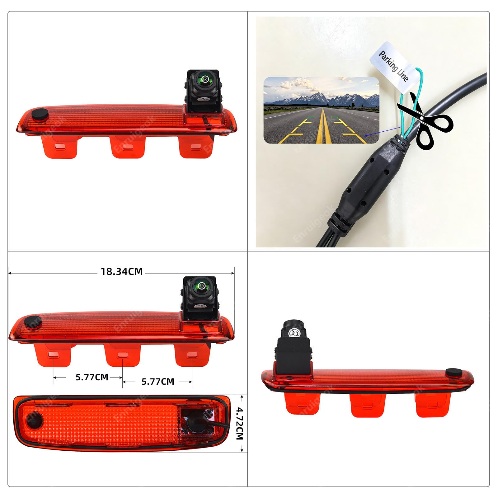 Cámara de marcha atrás HD de alto nivel para Renault Express 2021-2024, Dacia Dokker 2012-2024, repuesto original de carcasa de luz de freno con monitor de espejo de 4.3 pulgadas (kit n.º 1)