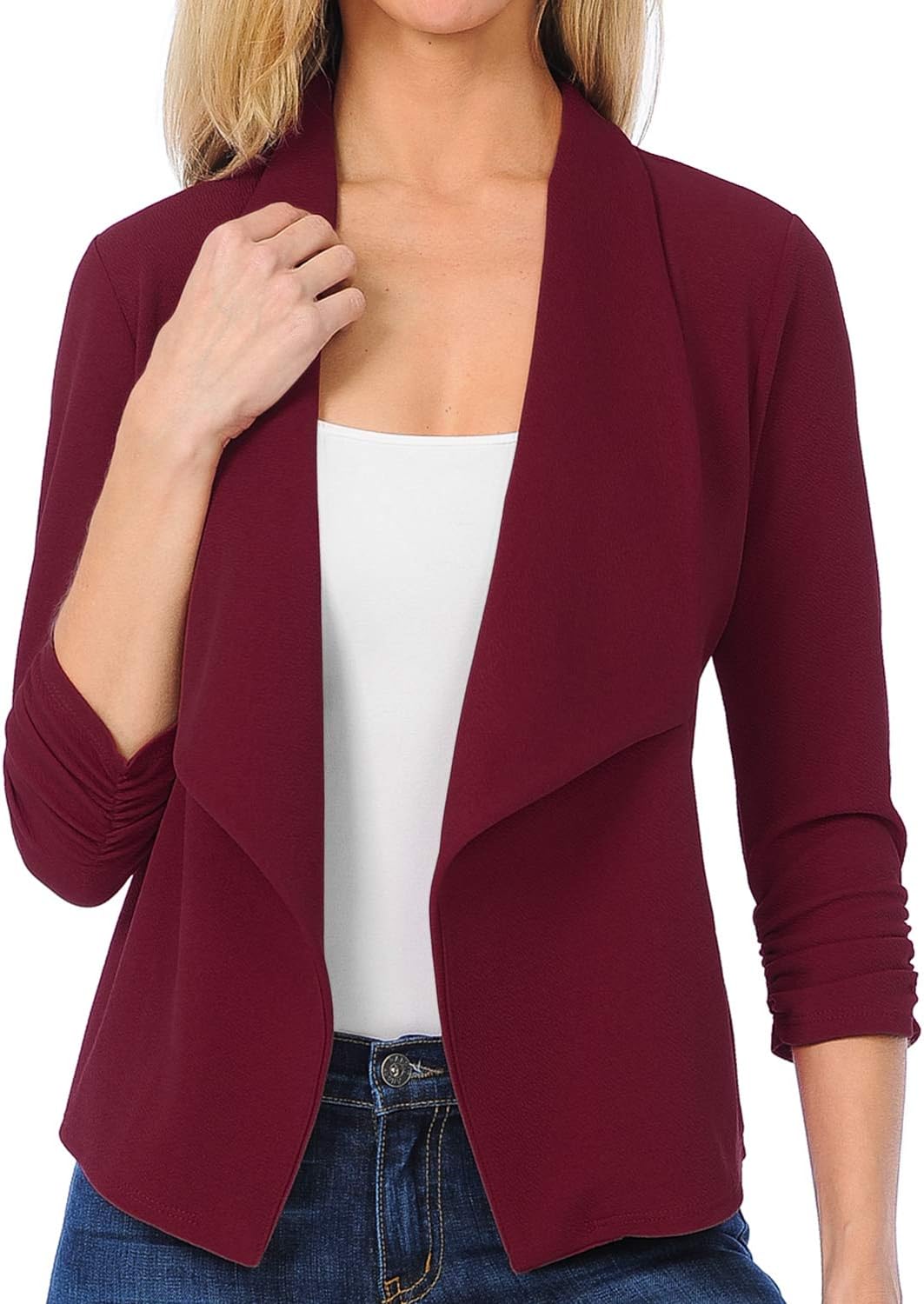 EIMIN Women's 3/4 Sleeve Blazer Open Front Office Work Cardigan Jacket (S-3XL) - Image 5