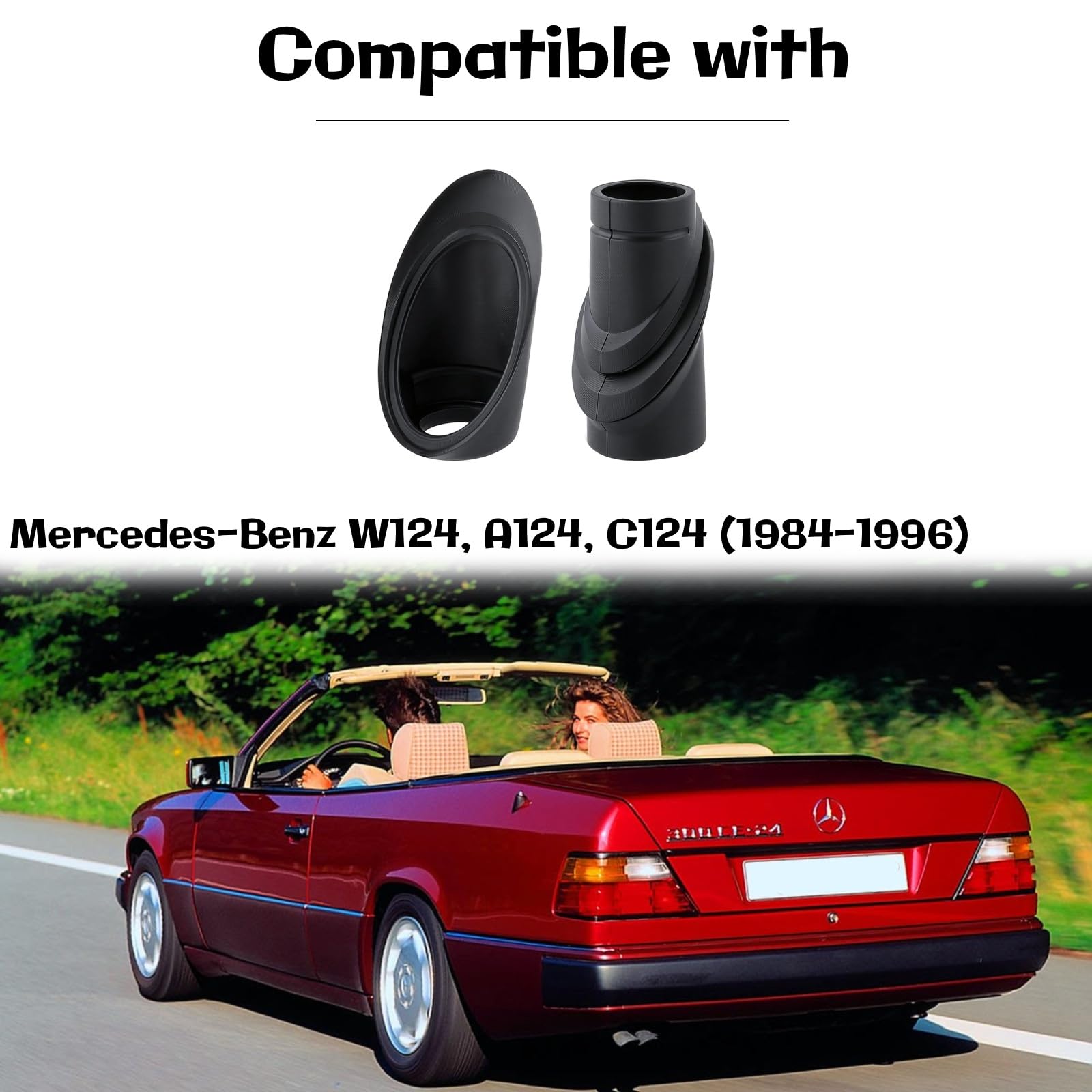 Twowinds - Guarnizione Base Antenna Radio A1248270898 Compatibile con Mercedes Benz W124 A124 C124 (1984-1996) - A1248270798 - Guarnizione Cappuccio in Gomma per Antenna (2 pezzi incastrabili, Nero)