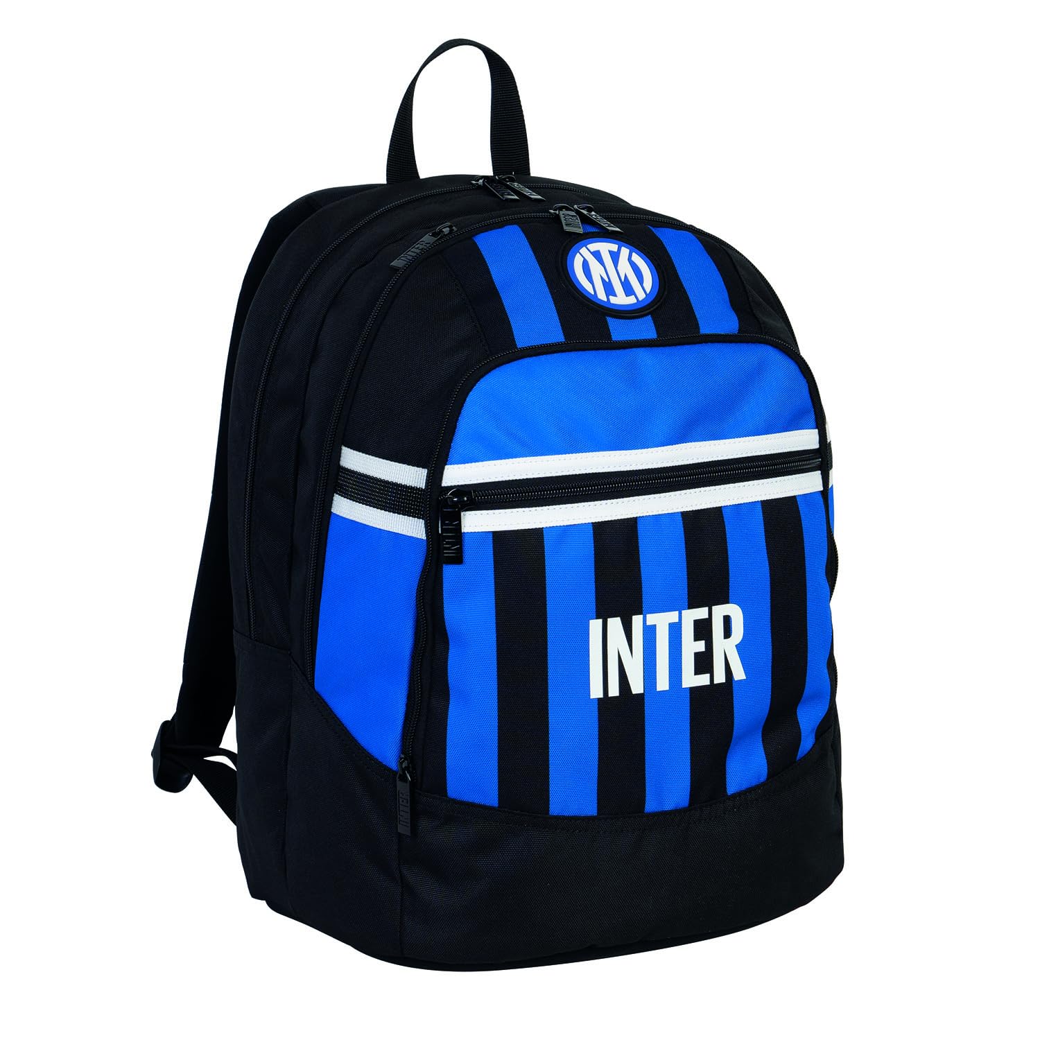 Seven Zaino Scuola Advanced, F.C. INTER Calcio - FOOTBALL GENIUS, Nero Blu, con Tasca Porta Borraccia, Zaino Scuola Elementari e Medie, Bambini Ragazzi