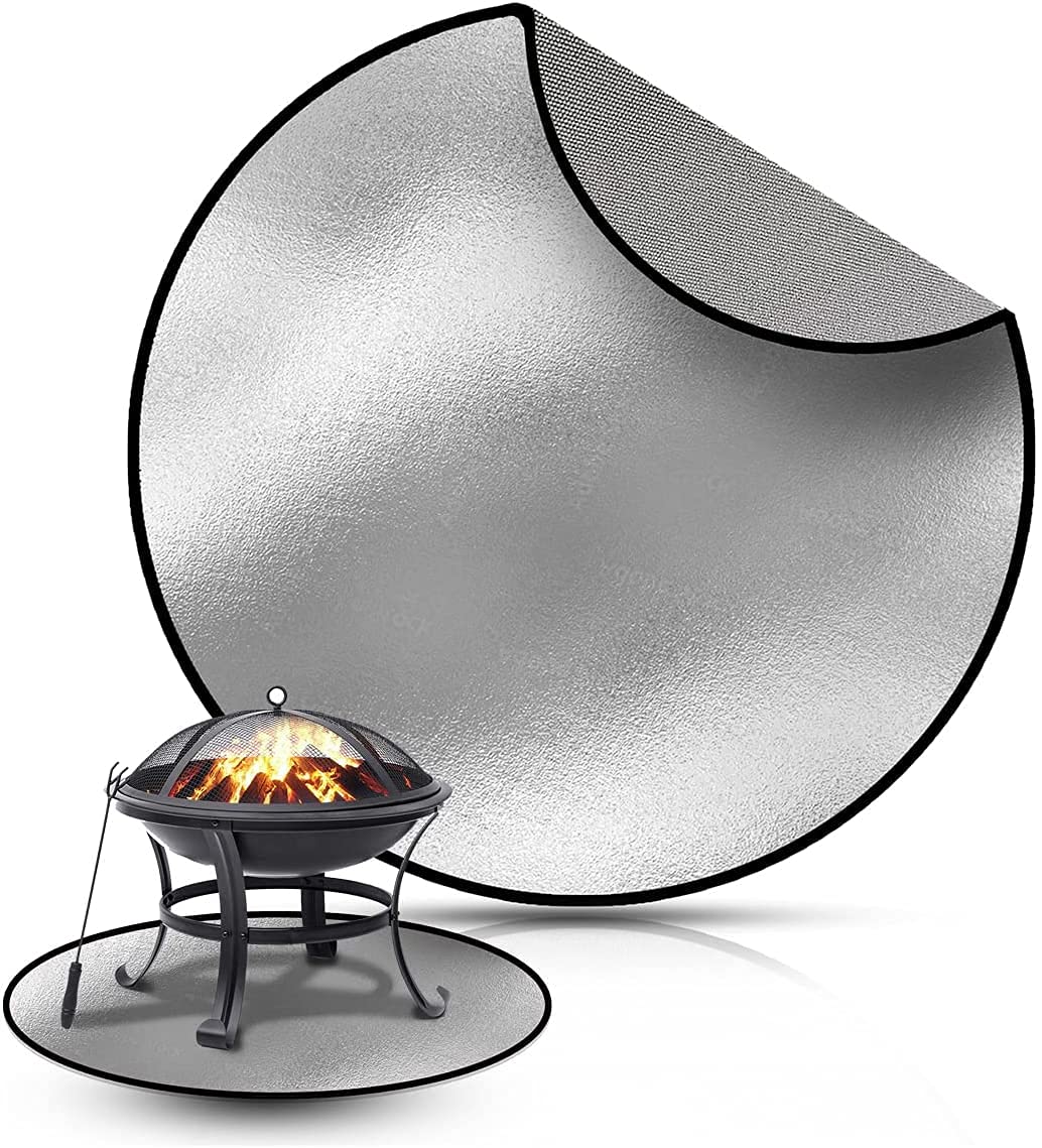 Fire Pit Deck Protector Round Fire Pit Grill Mat Heat Resistant for Fireplace Stove Fireproof Patio Shield for Indoor Outdoor BBQ Bonfire Camping Grilling Portable Fire Defender