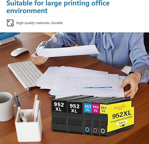Miniatura 6 de Cartuchos de tinta de alto rendimiento 952XL (paquete de 5, 2 negro1 cian1 magenta1 amarillo) compatibles con HP 952 952XL repuesto de tinta para HP