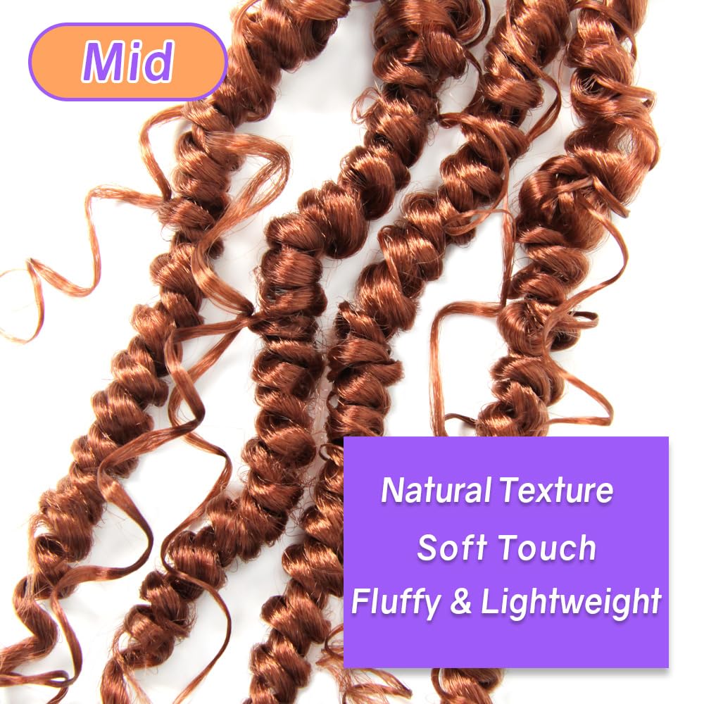 Boho Crochet Passion Twist Hair Pre looped, 12 Inch Goddess Passion Twist Crochet Hair with Curly Ends 8 Packs Ginger Red Pre-twisted Bohemian Crochet Braids (8 PCS/88 STRANDS, 350#)