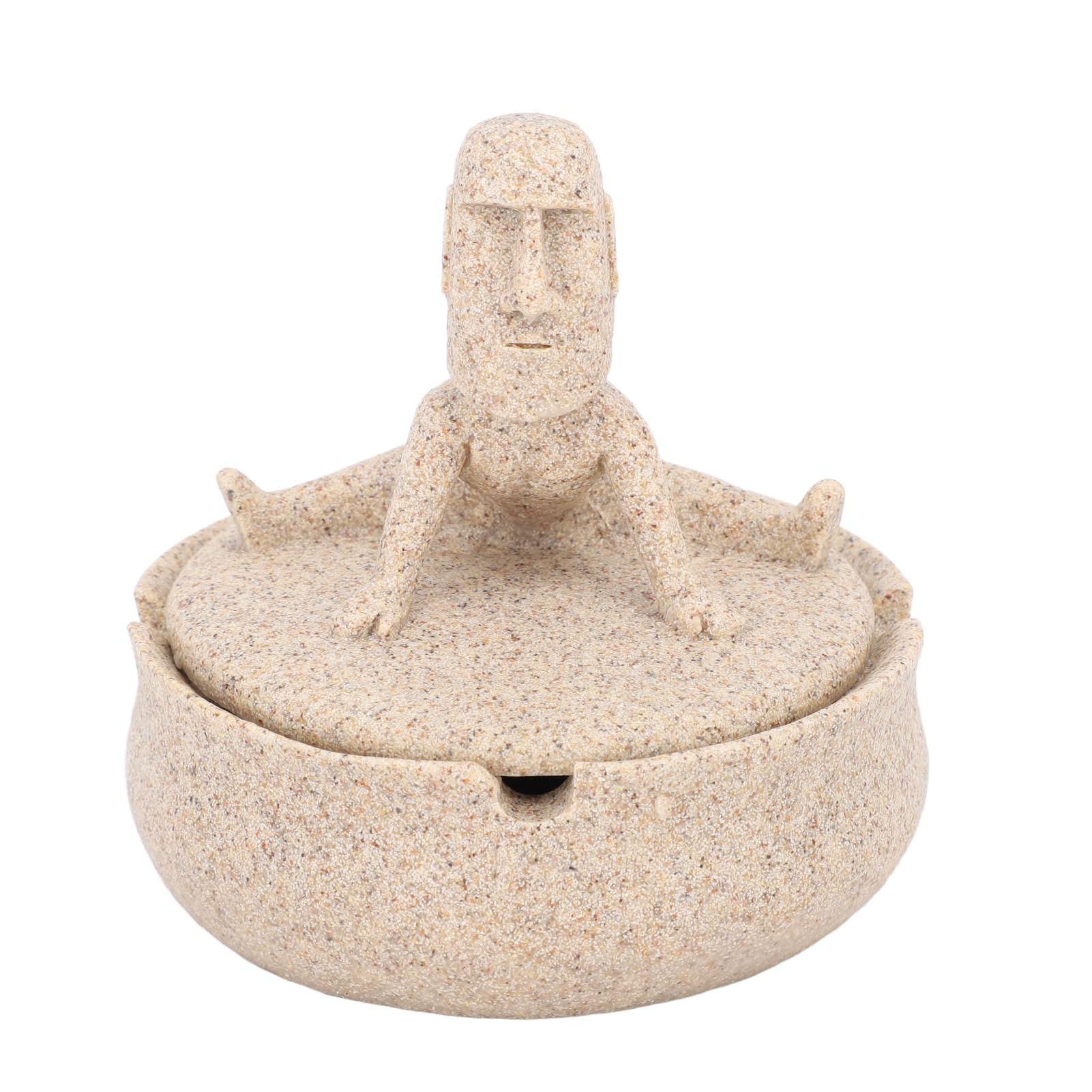 Liuyoyo Ashtray Easter Island Moai Statue Decor Resin Easter Island Moai Statue Ashtray Decorative Quirky Moai Ash tray Home Decor Table Desktop Ornament with Lid