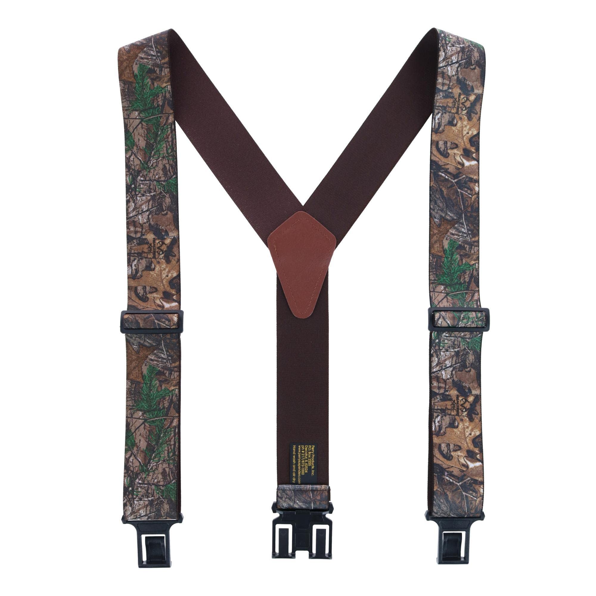 Men's Elastic Realistic Camo Print Suspenders (Tall Available), Tall, Green