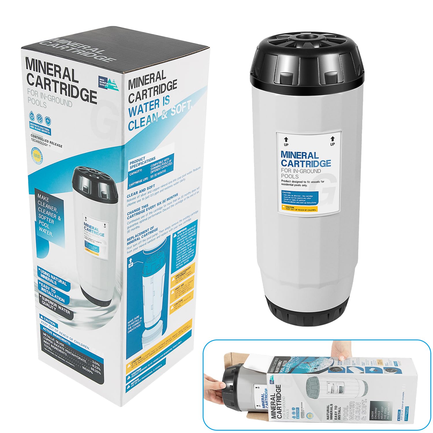 Pool Filter Mineral Cartridge Replacement Parts Kit Fit for Nature2 All G45 Vessels, for Professional G and Pro G Plus In Ground Mineral Pool Sanitizers, for Pools Up to 45K Gallons, Replace W28145-image-36