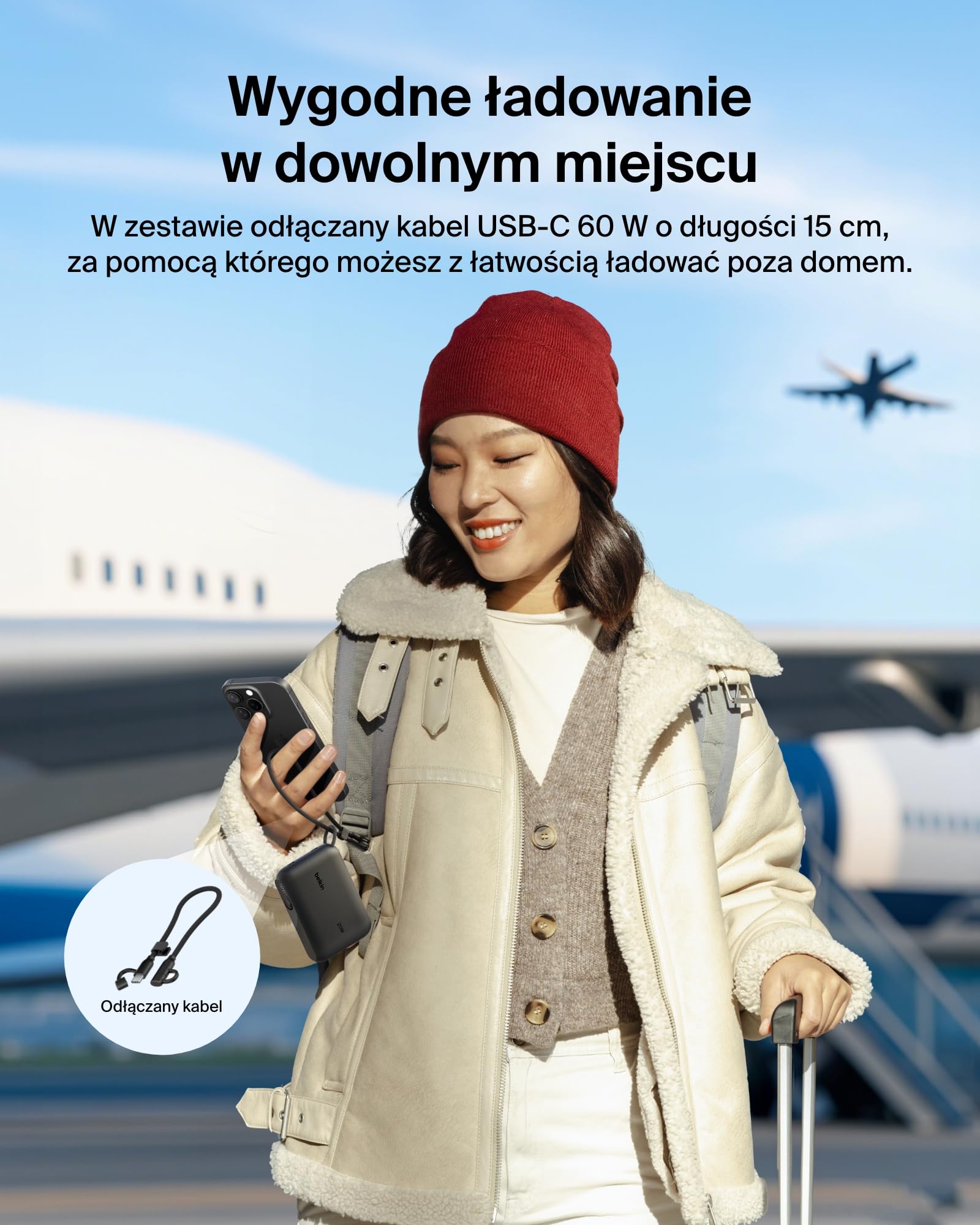 Belkin Power Bank 10000 mAh, Przenośna ładowarka z 2 portami USB-C, cyfrowy wyświetlacz, ładowanie urządzeń iPhone serii 16 i 15, Samsung Galaxy S25, S24, Pixel 9, iPad z mocą 20 W – Czarna