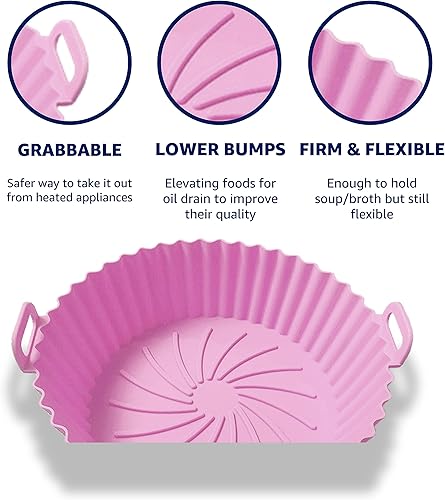 Miniatura 3 de Revestimientos de silicona para freidora de aire paquete de 2  Reutilizable antiadherente sin BPA forro de olla lavable para lavavajillas compatible