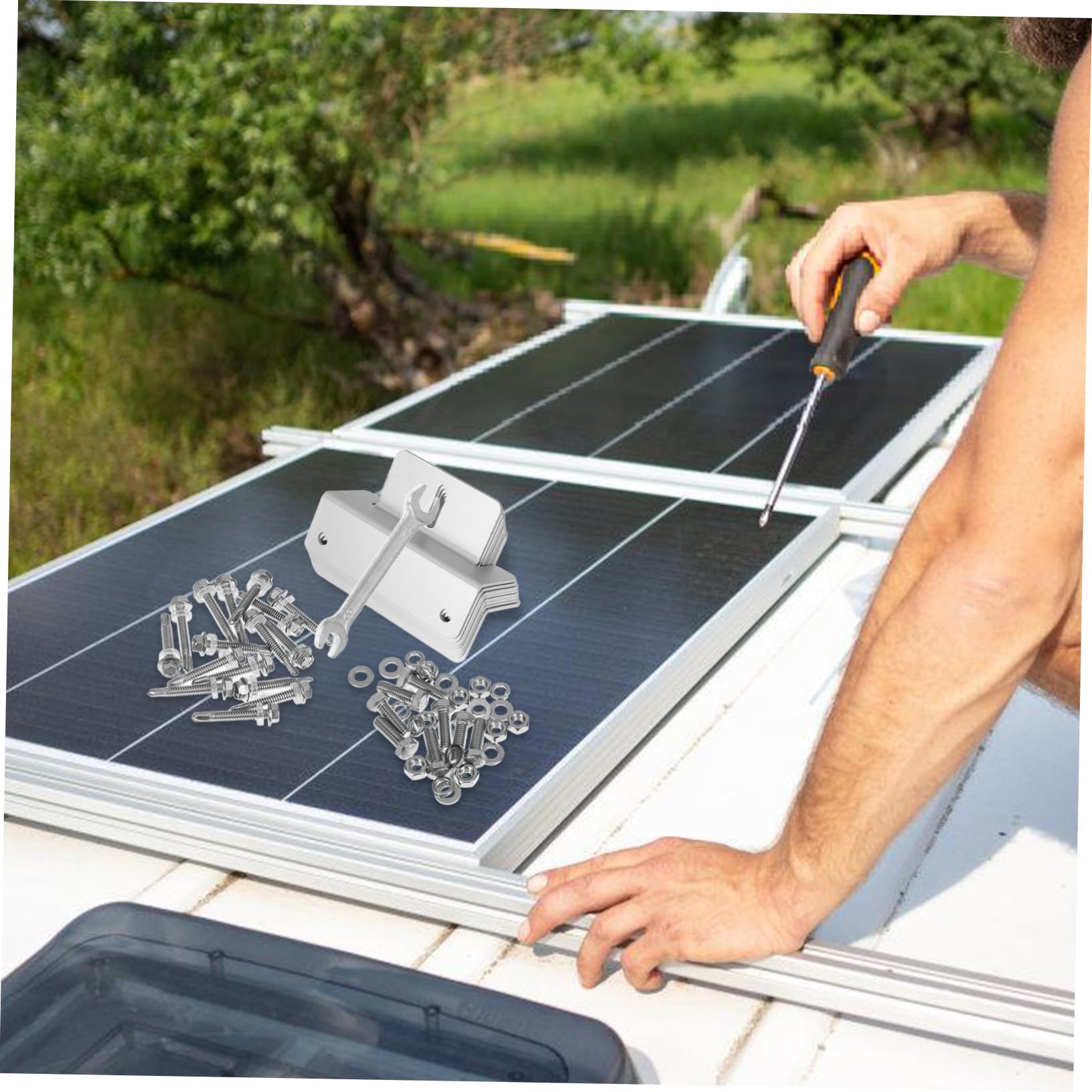 Staffe Z per Pannello Solare 8 Pezzi in Lega di Alluminio | Argento, per Rv e Motorhome, Installazione Sicura e Resistente alle Intemperie
