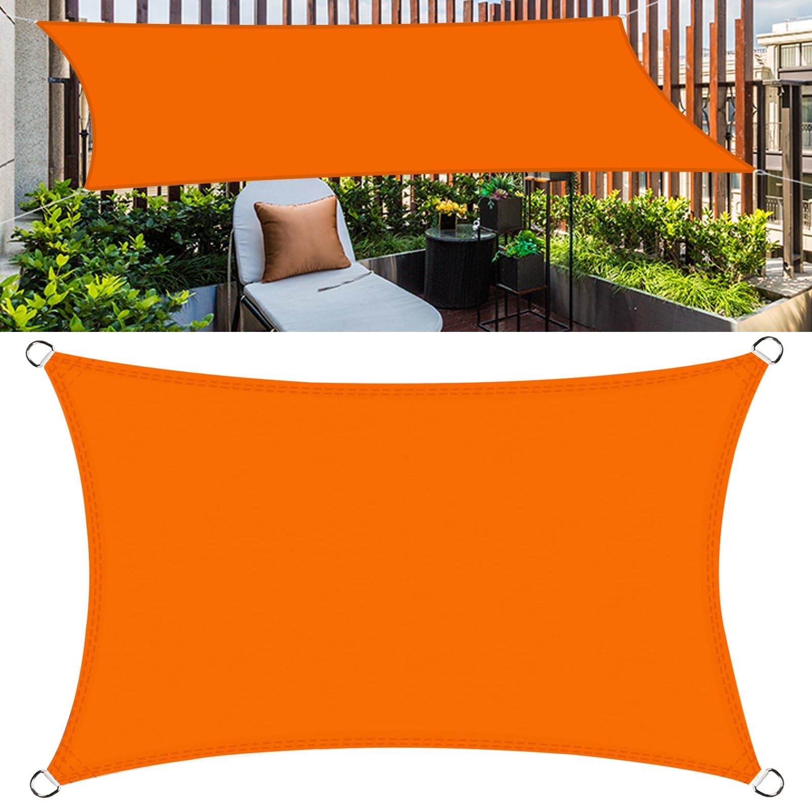 Toile d'ombrage imperméable et résistante à l'eau orange 1.2 x 3.6 m