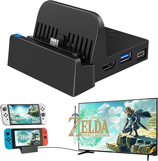 TV Docking Station for Nintendo Switch, Switch OLED, WEGWANG Portable TV Switch Dock Station Replacement for Official Nintendo Switch with HDMI USB 3.0 Port Switch Accessories Gift