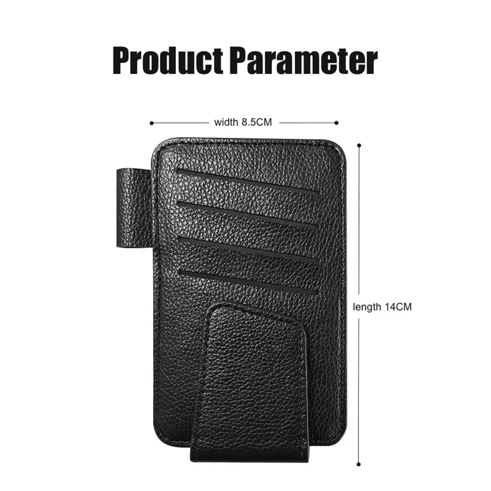 Porta Occhiali Interno Auto Porta Occhiali da Sole per Visiera Parasole per Auto Clip Magnetica in Pelle E Accessorio per Biglietti(Black)
