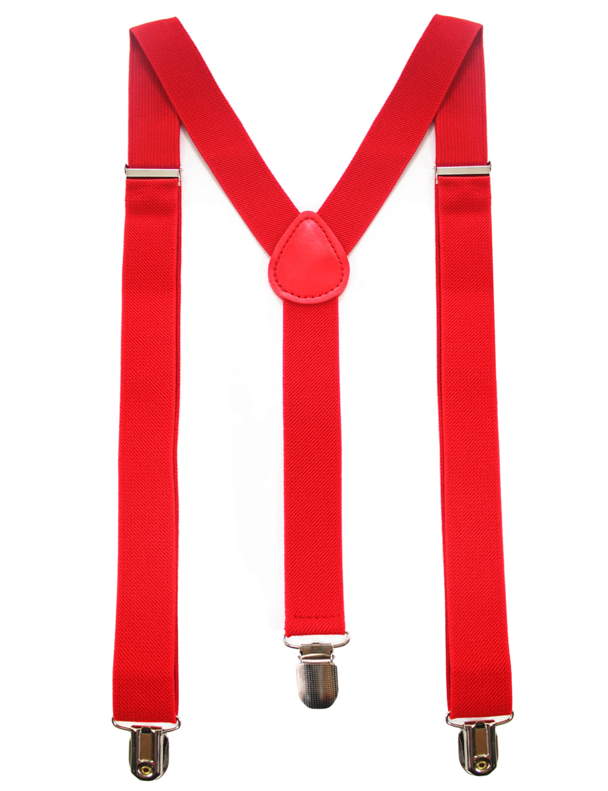 JEMYGINSSolid Color Mens Suspender with 3 Strong Clips Adjustable Braces
