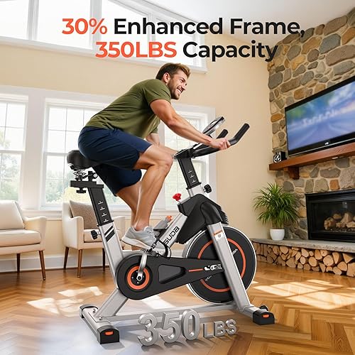 Vista 4 de YOSUDA Exercise Bike, Brake Pad Stationary Bike for Home with Exclusive App, Magnetic Indoor Cycling Bike with 300 lb Weight Capacity, Low Noise