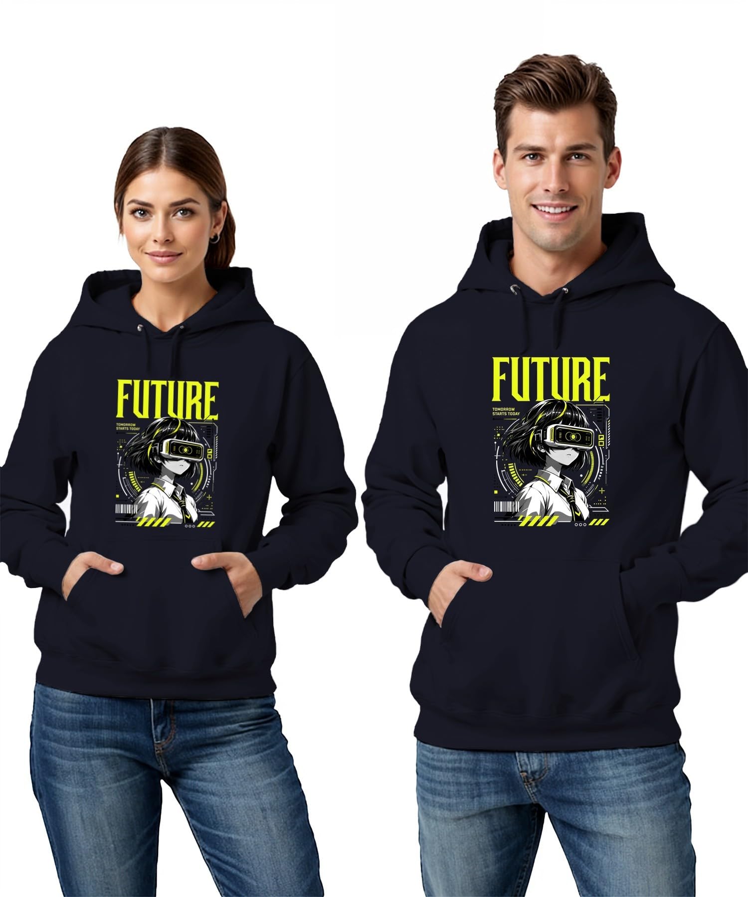 Future Tomorrow Starts Japan Y2K - Felpa con cappuccio | Virtual Reality Cyberpunk Otaku Manga Uniforme scolastica Gaming Accessori Idea Regalo Sci-Fi futuro visionario ragazza