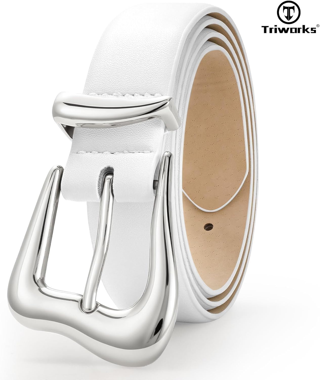 TRIWORKS Women Leather Belt with Gold Buckle Fashion Ladies Leather Waist Belt for Jeans Pants - Image 2