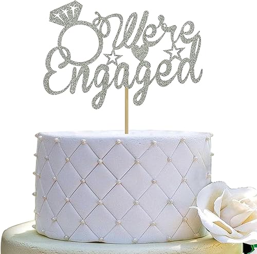 Miniatura 1 de Decoración para tartas con texto en inglés "We're Engaged", suministros de decoración de compromiso, despedida de solterafiesta de boda, purpurina