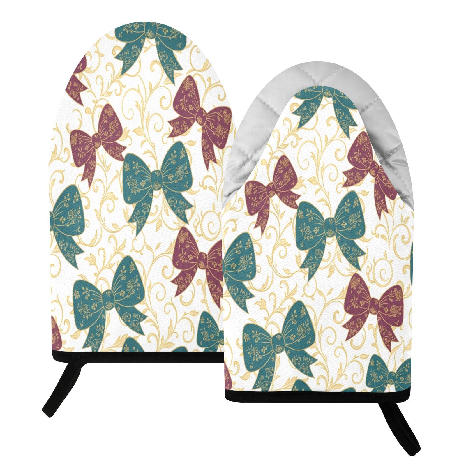 BURSTDDY Bows Oven Mitt,Heat Resistant Kitchen Mitts for Cooking