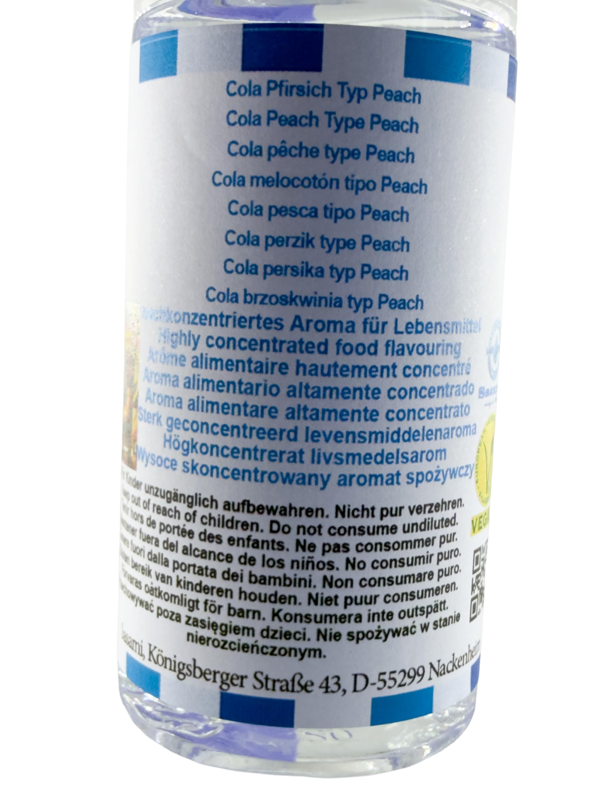 Cola melocotón tipo Peach aroma concentrado - Vegano - Sasami - 100ml