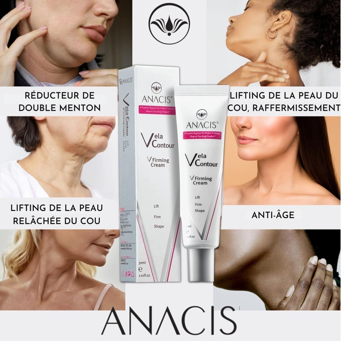 Crème pour le cou avancée - Crème anti-âge pour le cou, le menton et la mâchoire pour femmes et hommes 30 ml