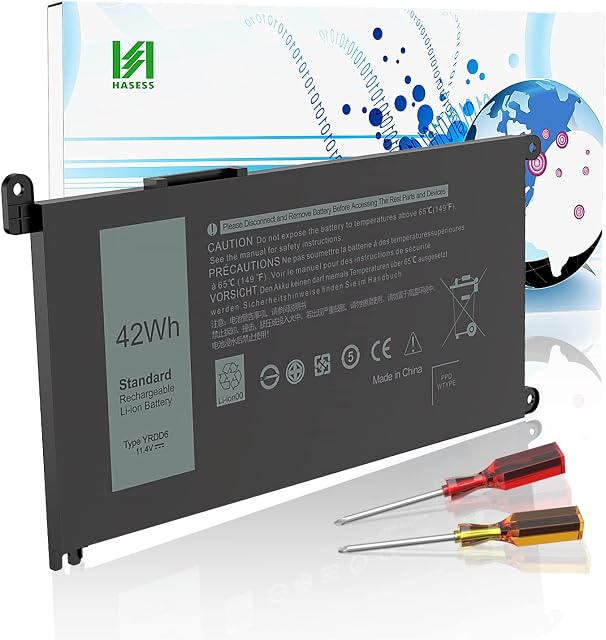 HASESS YRDD6 Battery Replacement for Dell Inspiron 5482 5485 5488 5491 3310 3493 3582 3593 3793 5493 5585 5593 5480 5590 5591 5594 5598 15 3583 3584 Vostro 3491 5481 5581 5490 1VX1H VM732 11.4V 42Wh
