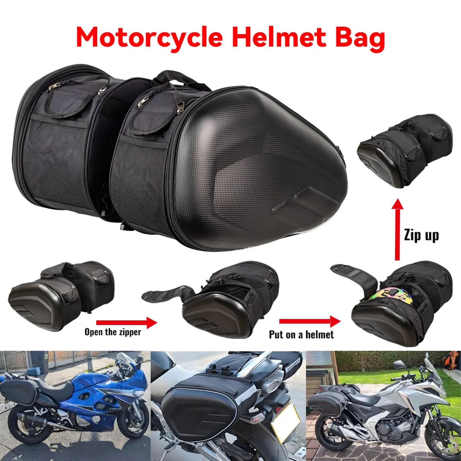 Fabater Sakwy Motocyklowe, 36L do 58L Torby Podsiodłowe o Zwiększonej Pojemności Motocykle, Odpinana Torba na bagaż Motocyklowy Boczna Torba Motocyklowa, Uniwersalne Akcesoria