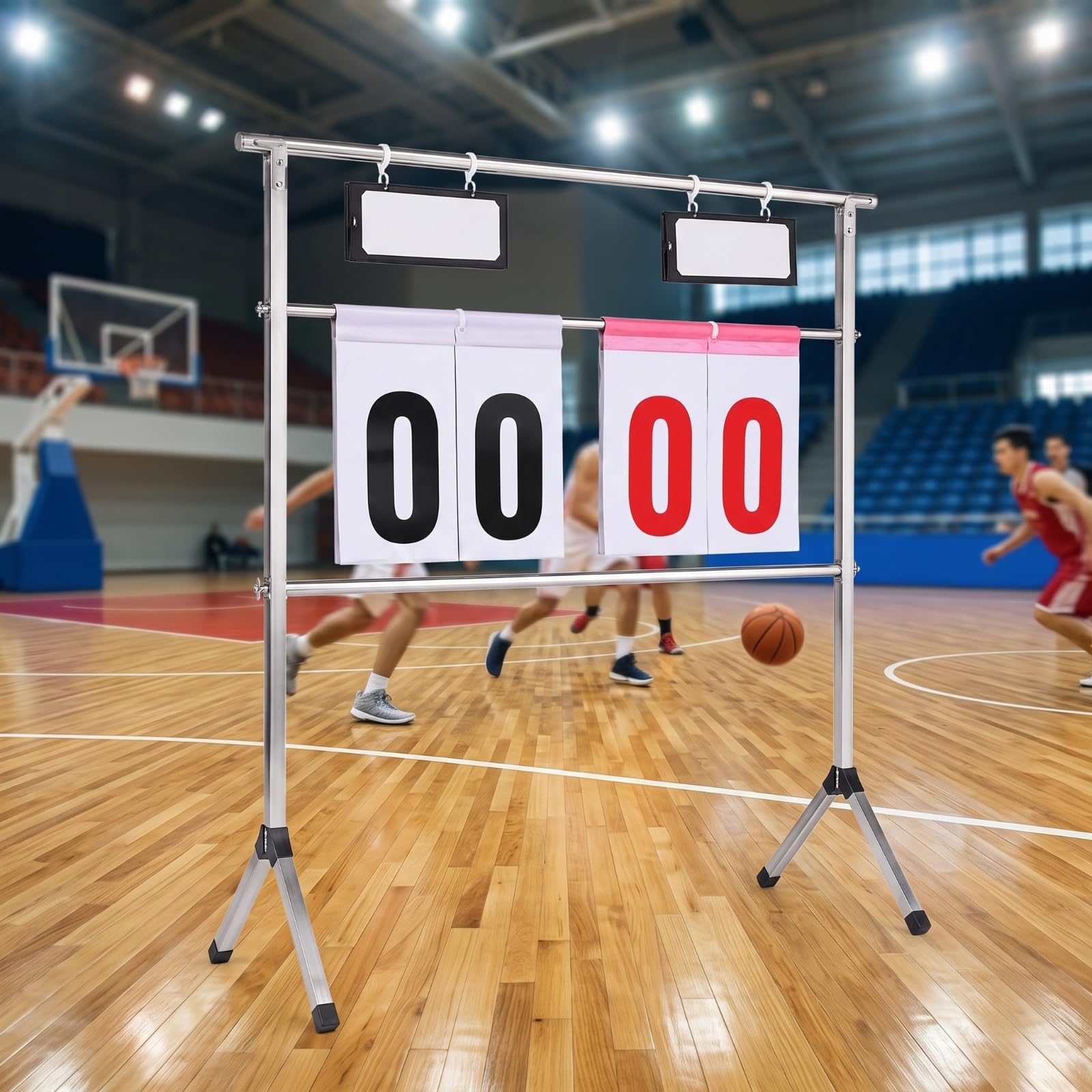 Sports Scoreboard Manuelles Anzeigeboard Zähltafel Punktetafel Klapptafel aus Edelstahl Und PVC mit Stabiler Basis Und Rutschfesten Füßen für Schule Verein Halle Training