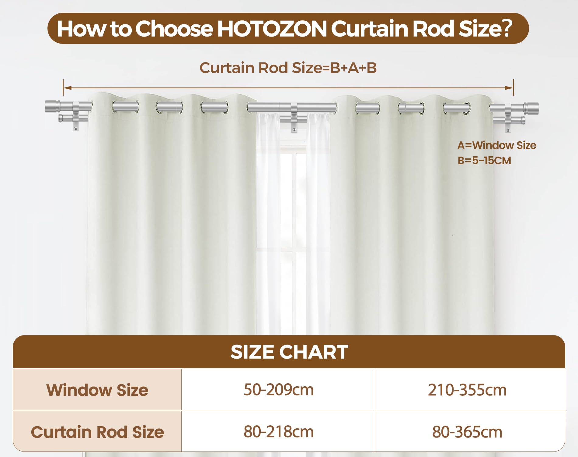 HOTOZON Barra de Cortina Doble 80-218 cm, 25 mm Diámetro Barra Cortinas Plata Extensible con Remates Clásicos, Juego de Barra de Cortina Doble para Baño, Salón, Dormitorio