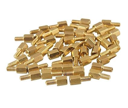Karcy Brass M3 Male x M3 Female Hex Head PCB Standoffs Spacers Hardware Nut 12mm Length 50 Pcs (M3x6+6)