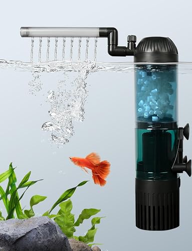 UPETTOOLS Aquarium Filter Fish Tank Filter with Fluid Bed Sponge Filter Multiple Function Ultra-Silent Filter for Saltwater Freshwater 20-60 Gallon