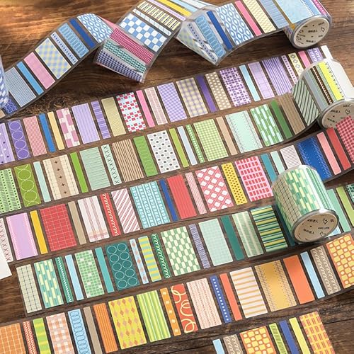 Alideco 6pcs Decorative Adhesive Tapes Vintage Minimalist Geometric Color Blocks