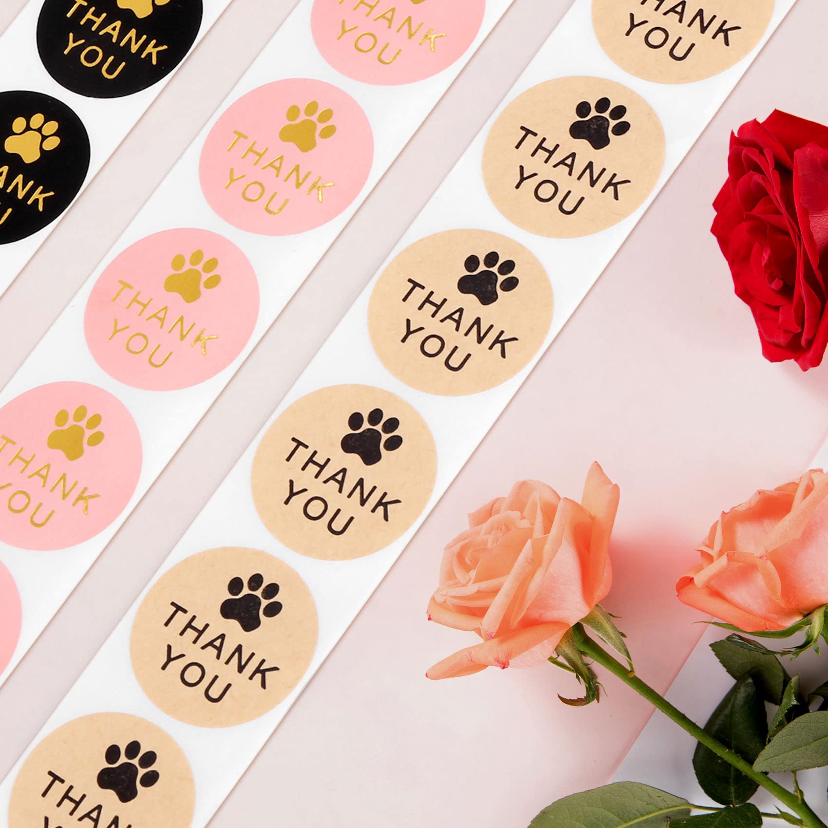 KJKVIVH 1500 Pcs Round Kraft Paws Print Thank You Labels Stickers, Dog Claw Print Labels, Present for Sealing and Decoration - Image 4