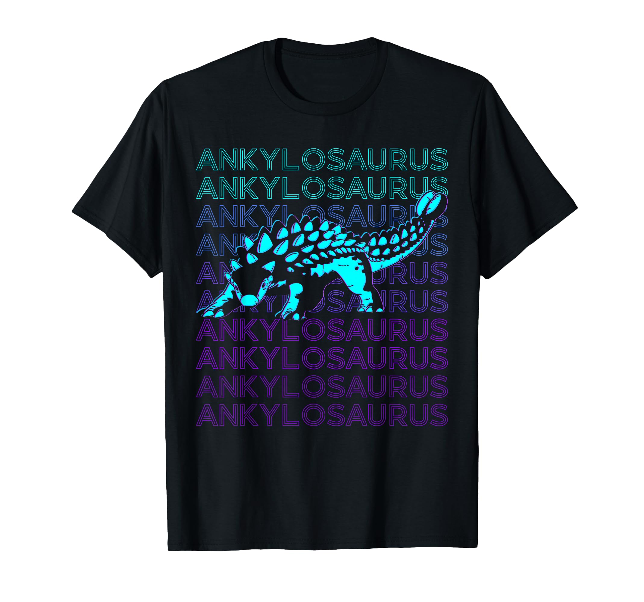 Ankylosaurus Dinosaur Retro T-Shirt, Small, Black