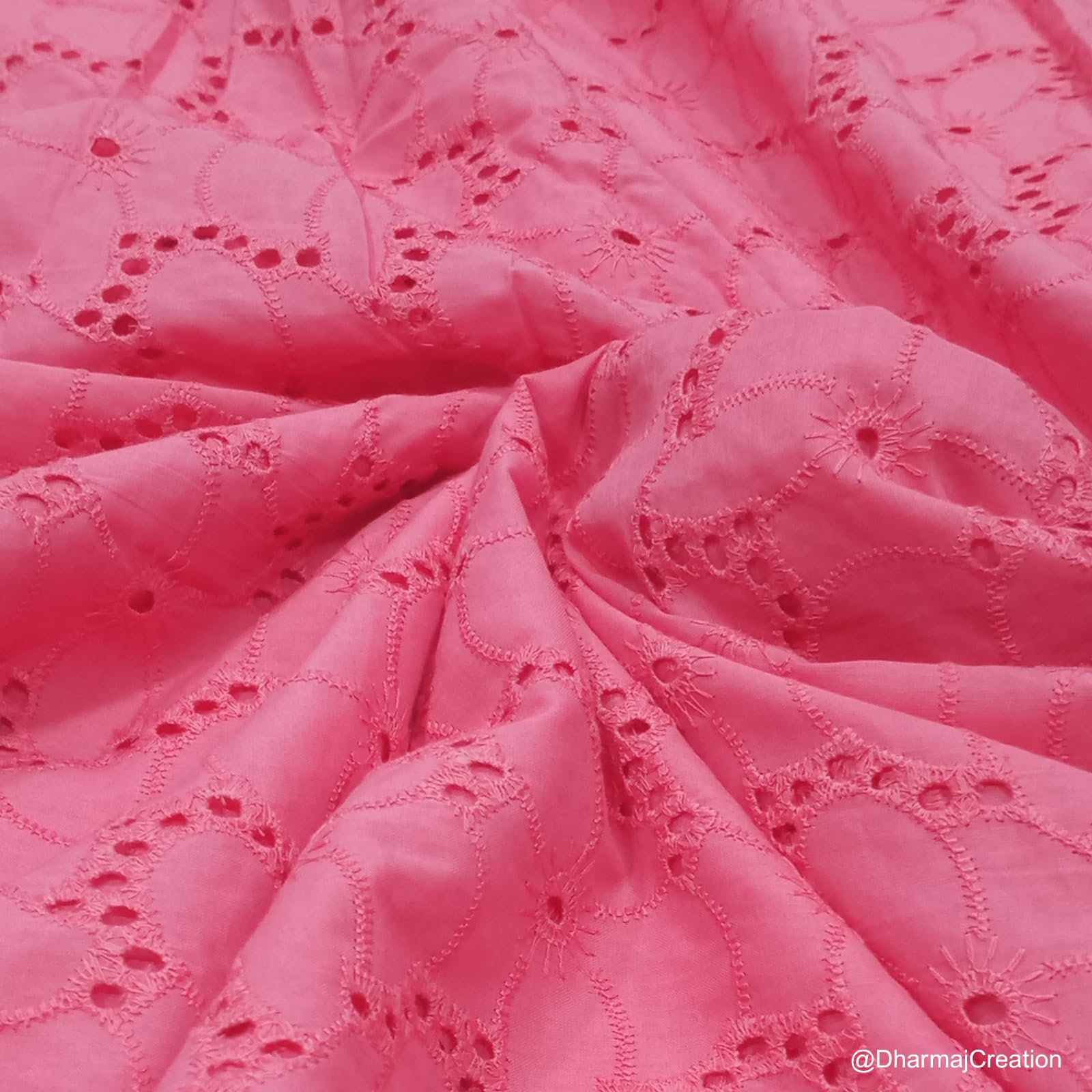 Cotton Eyelet Embroidered Fabric, Floral Pattern, Scalloped Design Cotton Fabric Solid, Embroidery Soft 100% Cotton Unstitch Dress Material Schiffli 1 MTR Multiple Price-image-25