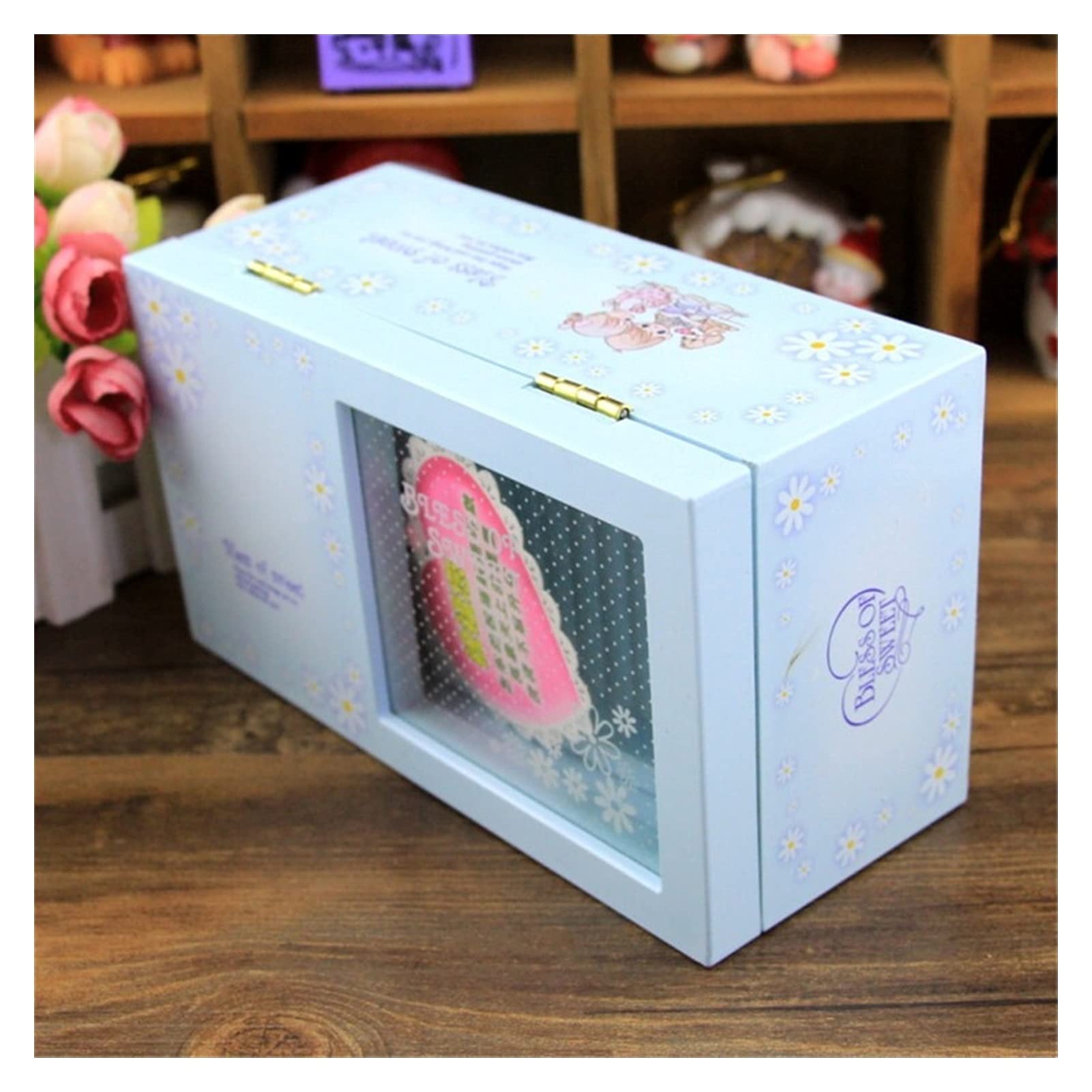 Caja de Musica Caja de música Bailarina giratoria Creativa Música Multifuncional Joyería Almacenamiento Transparente Cubierta Decoración Regalo Navidad(A)