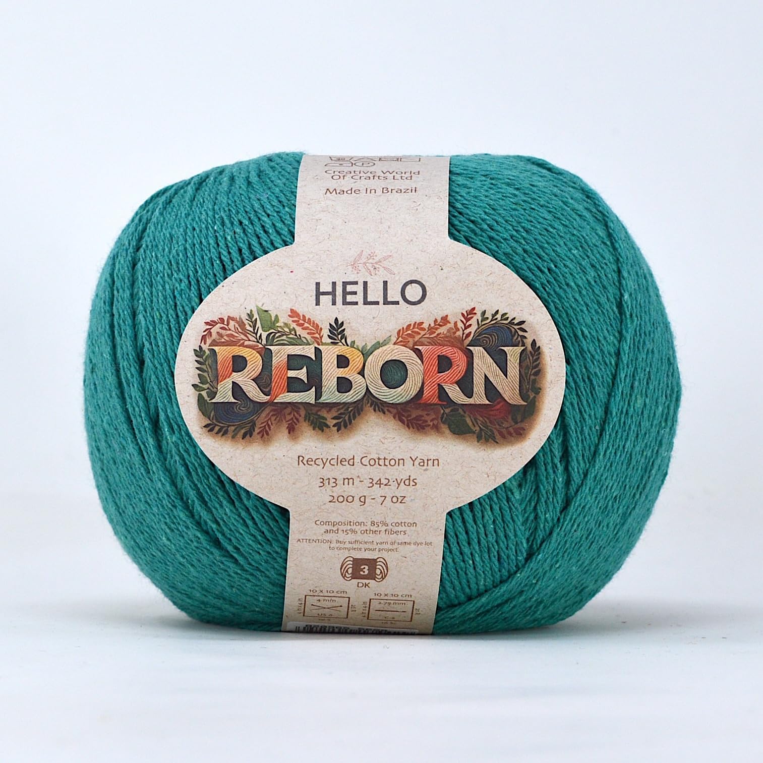 Reborn Recycled Cotton - Teal - 200g DK Crochet/Knitting Yarn