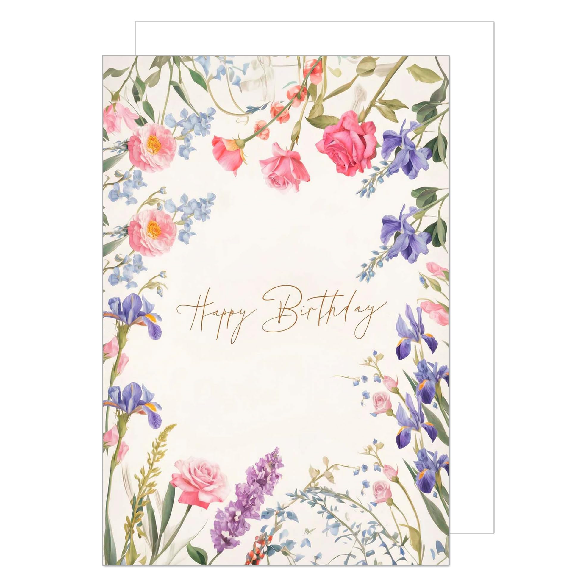 Edition Seidel Carte d'anniversaire Happy Birthday pour femme fleurs DIN A4 avec enveloppe