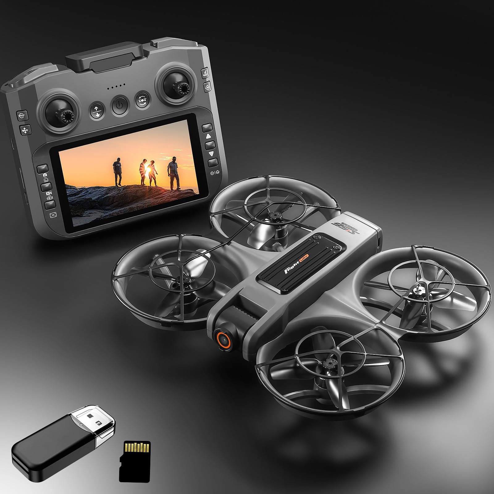 Drone with Camera, Drones for Adults, 6 Inch Screen, LED Lights, 2.4G RC Quadcopter, Obstacle Avoidance, Unique Apperance, ESC Camera, Portable Carrying Case, Bright Orange