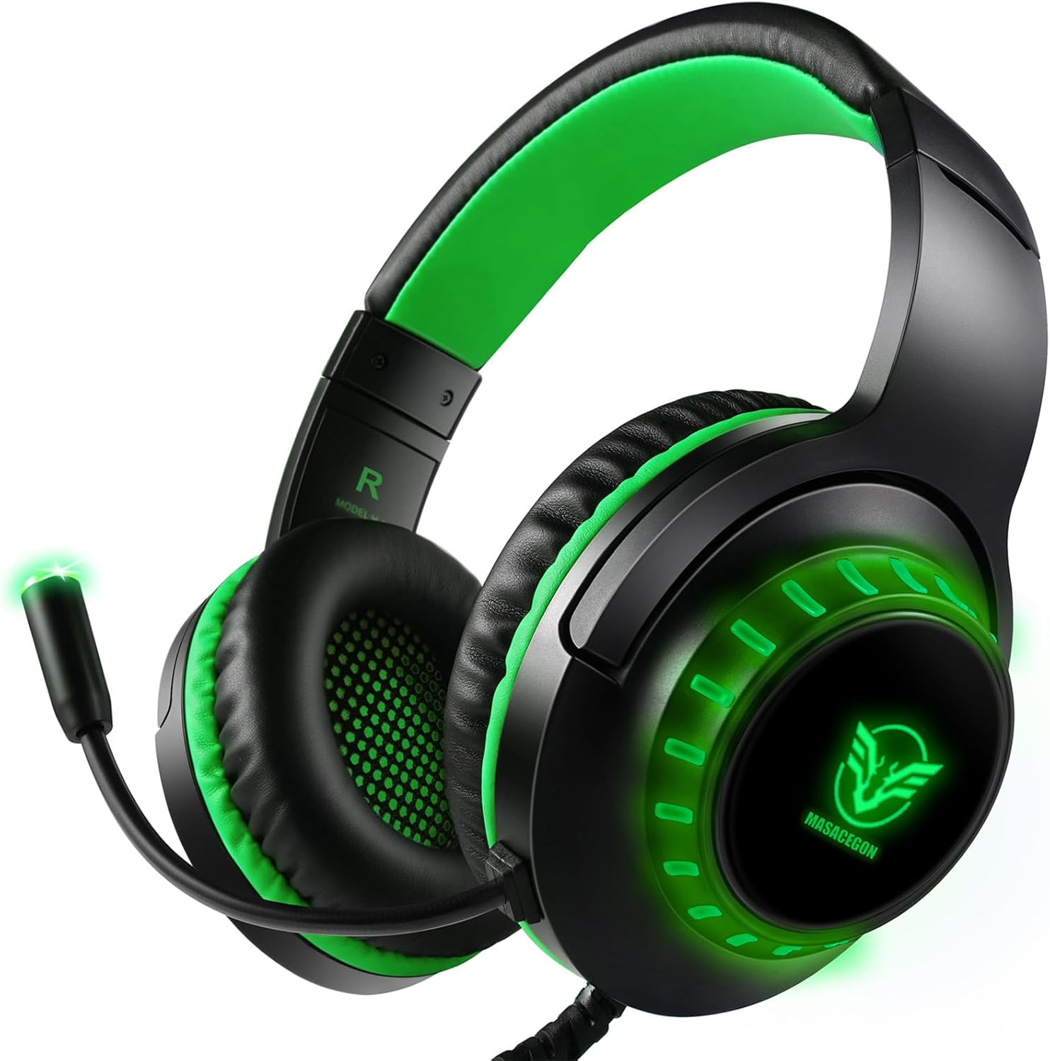 Pacrate 7.1 Gaming Headset for PS4/PS5/PC/Nintendo Switch, PC Gamer Headset with Mic Headset Gaming Switch with LED Lamp, PS5 Gaming Headset with Stereo Bass Microphone Noise Cancelling