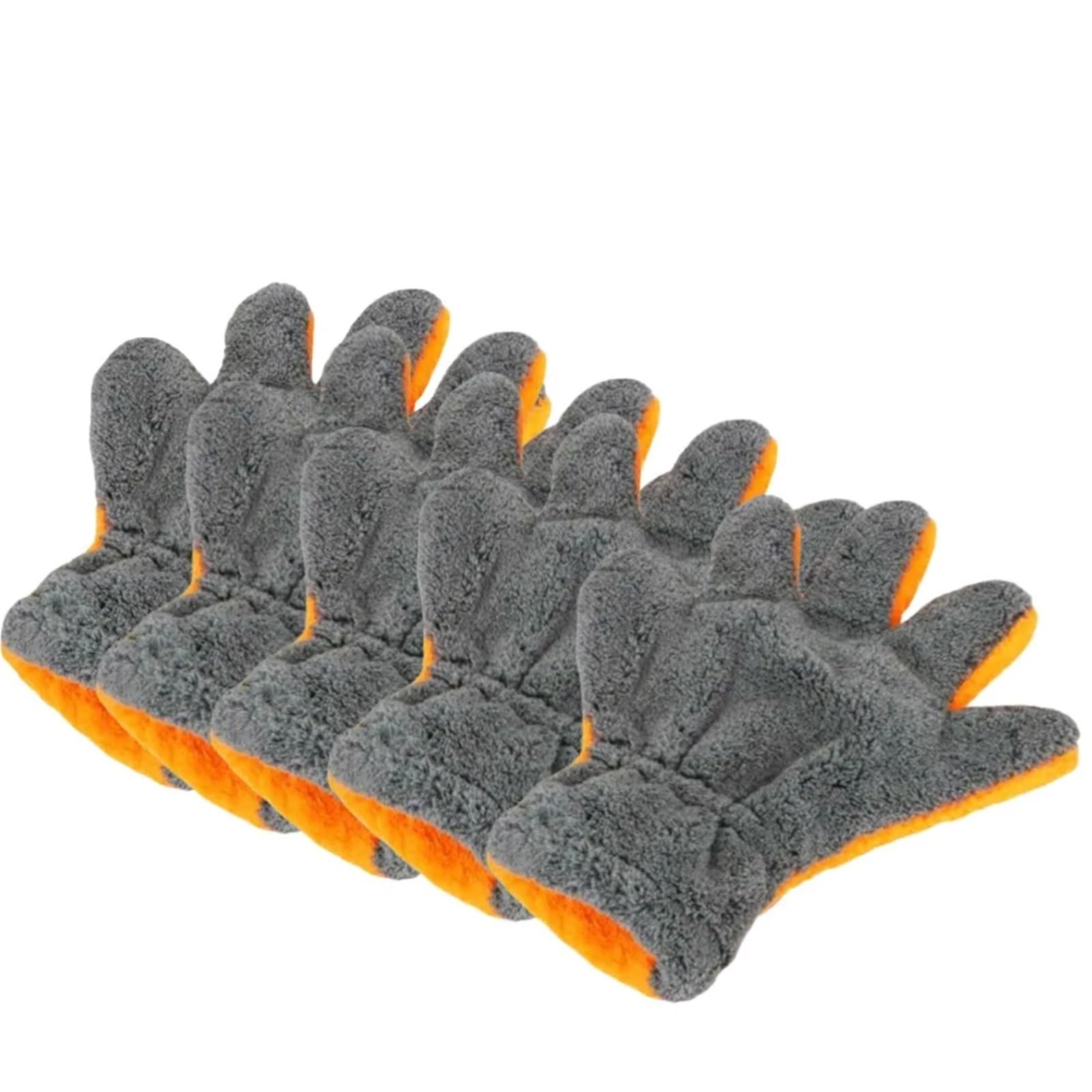WWYYZAYC Double-Sided Coral Fleece Car Cleaning Glove Wash Mitts Five-Finger Design For Glass Wheels(Orange 5pcs)