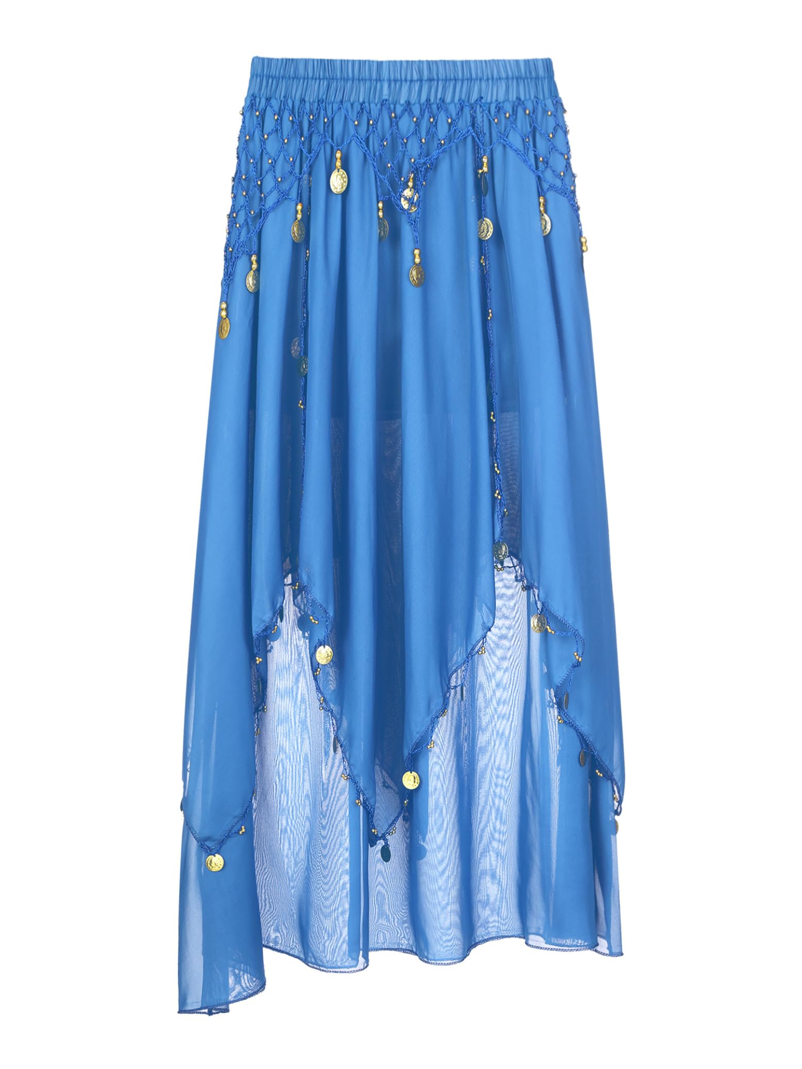 Jupe de danse du ventre pour femme - Jupe longue à paillettes asymétrique - Jupe de danse - Jupe de scène - Costume oriental