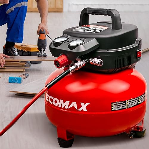 Miniatura 6 de Compresor de aire, compresor de aire para panqueques de 6 galones, máximo 150 PSI, 2.6 CFM @90 Psi, compresor de panqueques sin aceite para el hogar