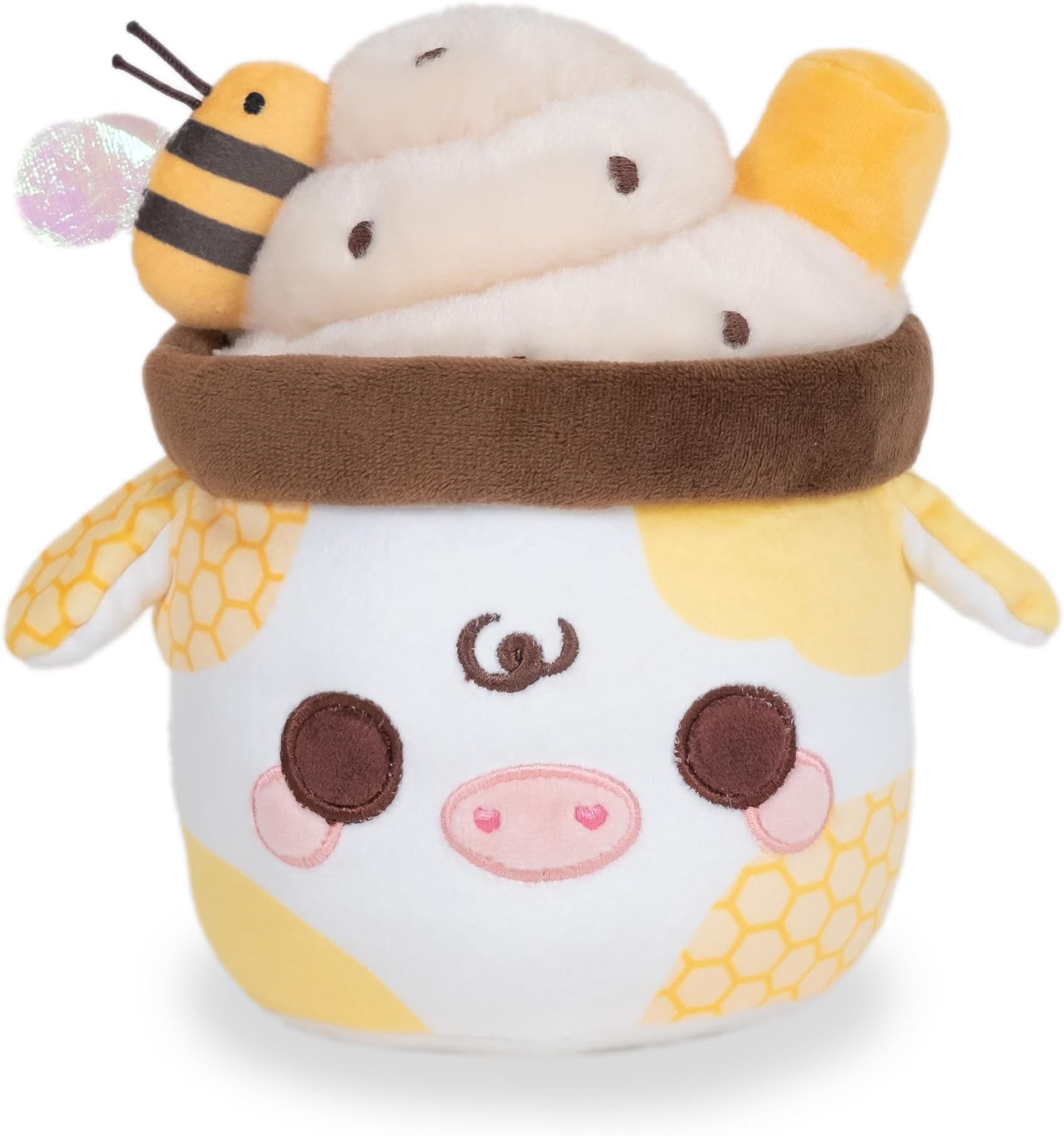 Cuddle Barn PlushGoals - Lil Series Honeycomb Mooshake Super Soft Kawaii Cute Dessert Drink Collectible Plush Toy, 7 inches