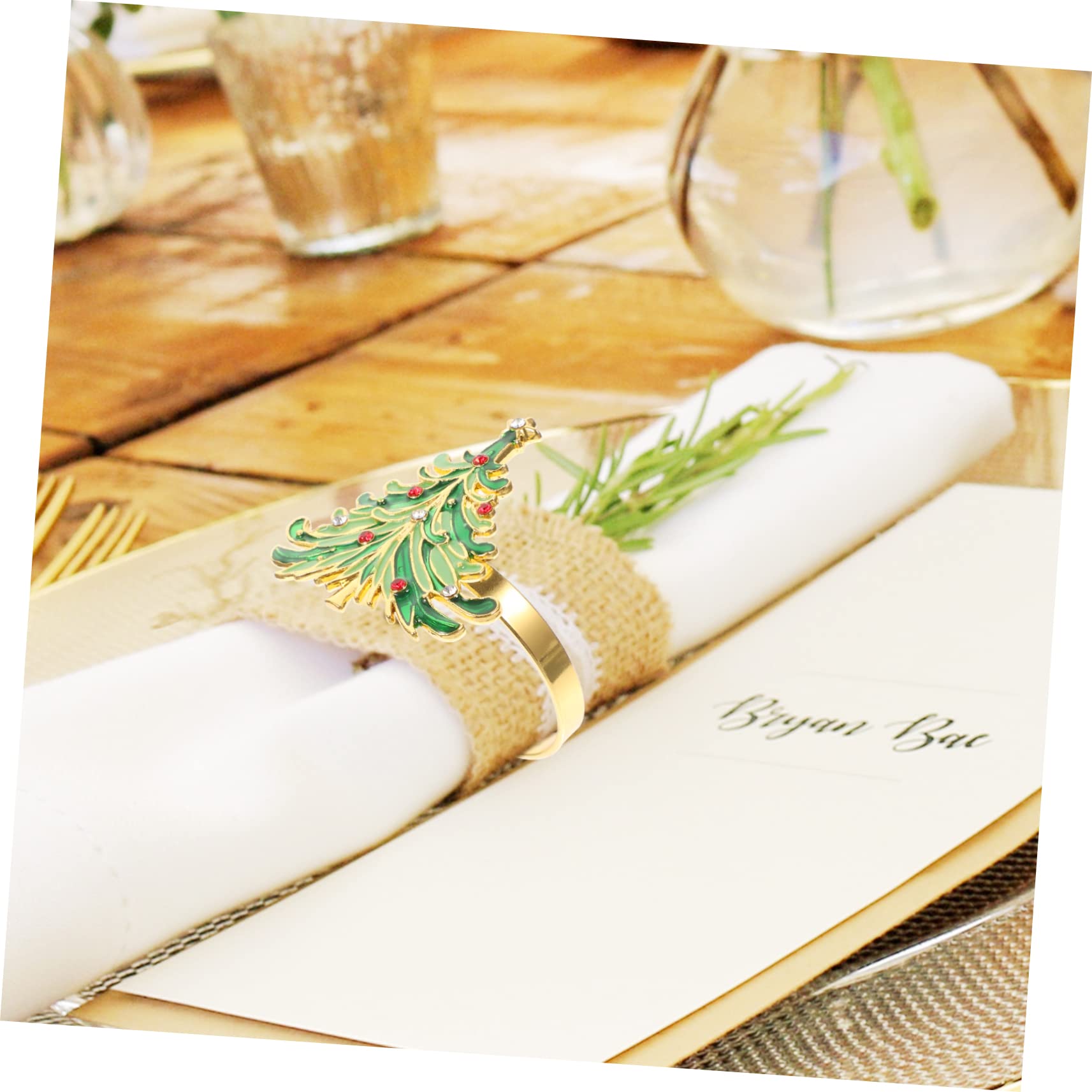 Cabilock Pièces Rond de Serviette Ronds de Serviette Sapin de noël Paramètres de la Table de Noël Decoration Noel Decoration de Noel Ornement décor Porte-Serviettes Pinces à Serviettes