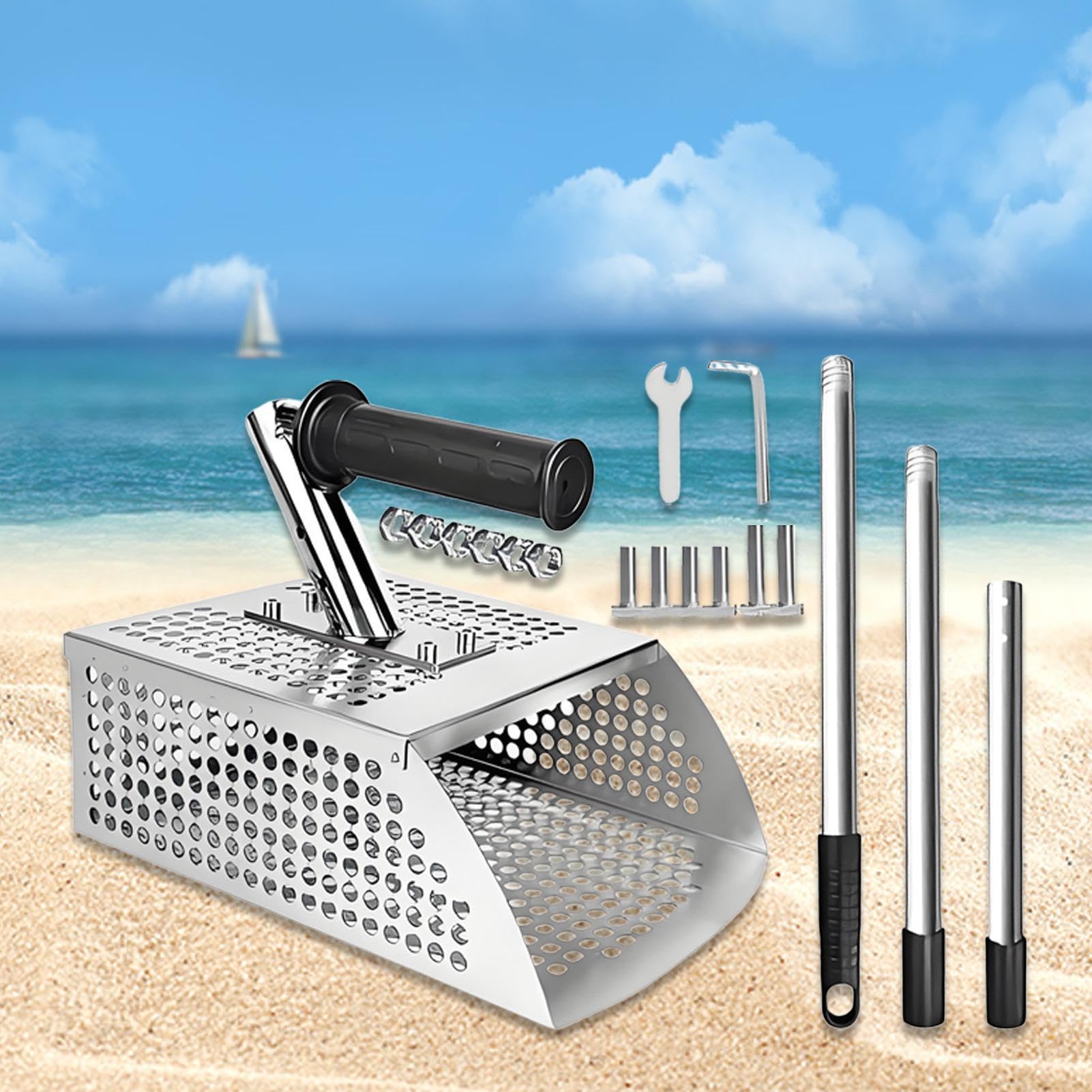 Pala para Detector de Metales Antideslizante de Acero Inoxidable para | Criba de desmontable Para excavar y tamizar en la playa, buscar tesoros, adultos, verano