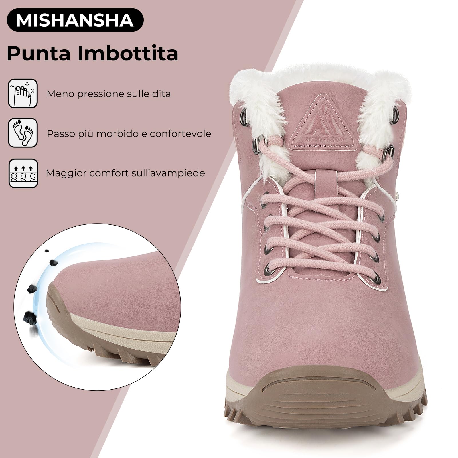 Mishansha Scarpe Uomo Donna Invernali Impermeabili Antiscivolo Stivaletti Invernali con Pelo, Gr.36-48