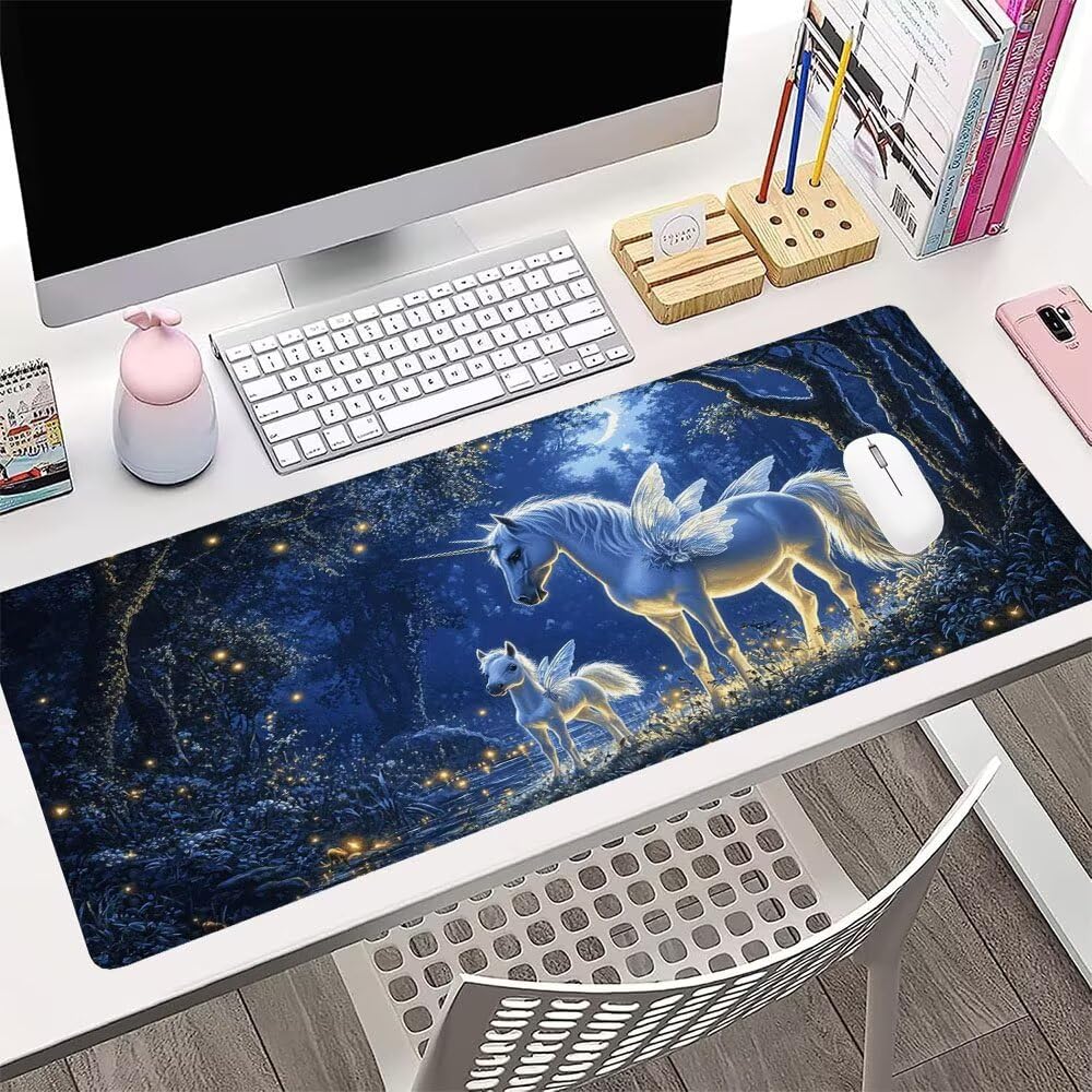 Alfombrilla de Mouse para Juegos, Blu, XXL, Antideslizante, Impermeable, Diseño de animale, Extendido, Grande, 1200x600x3mm, para PC, Laptop, Ufficio, Famiglia d-801