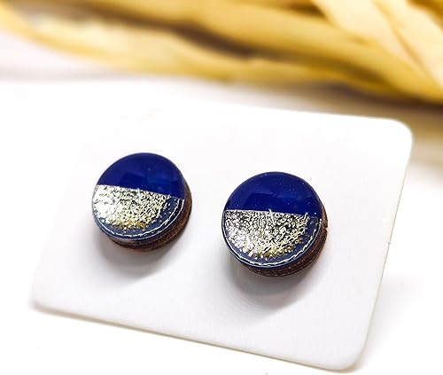 Miniatura 80 de Juego de aretes tipo dormilona de metal martillado de imitación de 0.394 pulgadas, aretes redondos para mujeres, niñas y hombres, hechos a mano